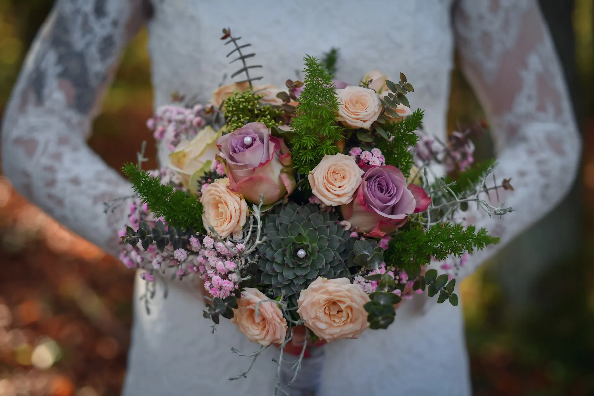 Braut Blumenstrauß Frontaufnahme