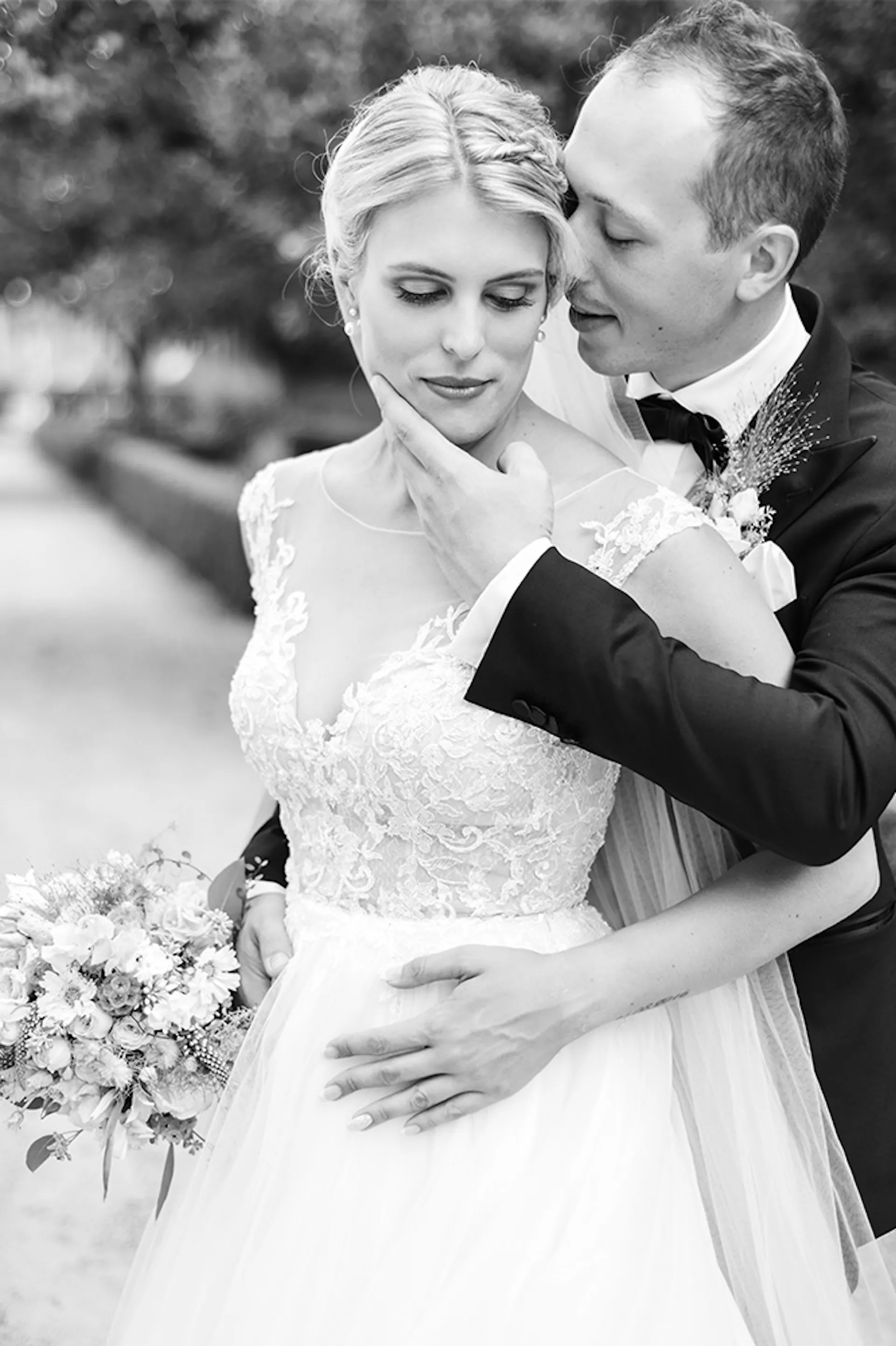 Nahaufnahme Brautpaar Schwarzweiß
